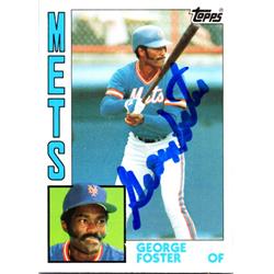 689795 George Foster Autographed New York Mets, JZ 1984 Topps No.350 Baseball Card