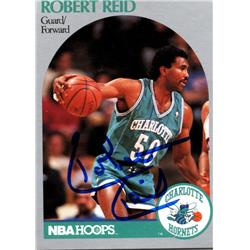 700291 Robert Reid Autographed Charlotte Hornets, SC 1990 Hoops No.58 Basketball Card