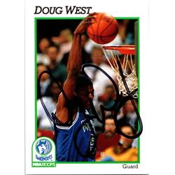 700310 Doug West Autographed Minnesota Timberwolves, SC 1991 Hoops No.397 Basketball Card