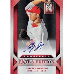 700573 Colby Suggs Autographed Miami Marlins 2013 Panini Elite Extra Rookie Refractor No.146 Baseball Card
