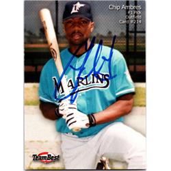 700606 Chip Ambres Autographed Florida Marlins 2000 Team Best Rookie No.214 Baseball Card