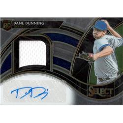 700751 Dane Dunning Autographed Player Worn Jersey Patch Texas Rangers 2021 Panini Select Rookie No.RJADD LE 28-299 Baseball Card