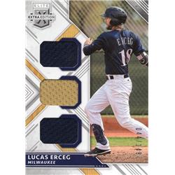 700792 Lucas Erceg Player Worn Jersey Patch Milwaukee Brewers 2016 Panini Elite Extra Rookie No.TMLE LE 44-399 Baseball Card