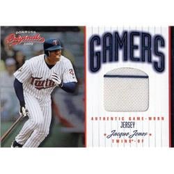 700833 Jacque Jones Player Worn Jersey Patch Minnesota Twins 2002 Donruss Originals Gamers No.G31 LE 499-500 Baseball Card