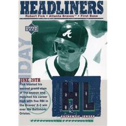 700836 Robert Fick Player Worn Jersey Patch Atlanta Braves 2003 Upper Deck Headliners No.HLRF Baseball Card