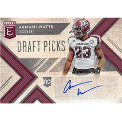 700965 Armani Watts Autographed Texas A&M Aggies 2018 Panini Elite Foil Draft Rookie No.210 Football Card