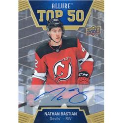 701102 Nathan Bastian Autographed New Jersey Devils 2020 Upper Deck Allure Refractor No.T50-16 Hockey Card