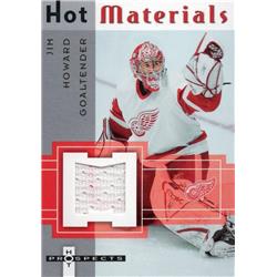 701140 Jimmy Howard Player Worn Jersey Patch Detroit Red Wings 2006 Upper Deck Hot Prospects No.HMJH Hockey Card