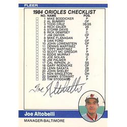 586109 Joe Altobelli Autographed Baltimore Orioles 1984 Fleer Checklist No.647 Baseball Card