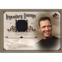 687726 David Cone Player Worn Jersey Patch New York Mets 2005 Upper Deck Legendary Lineage No.LEDC Baseball Card