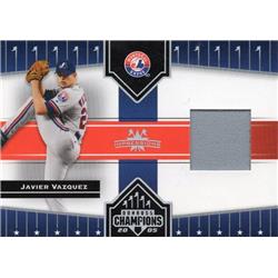 687789 Javier Vazquez Player Worn Jersey Patch Montreal Expos 2005 Donruss Champions Impressions No.119 Baseball Card