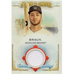 687834 Ryan Braun Player Worn Jersey Patch Milwaukee Brewers 2020 Topps Topps Allen & Ginter No.FSRBRB Baseball Card