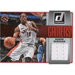 687859 Demar Derozan Player Worn Jersey Patch Toronto Raptors 2015 Donruss Gamers No.3 Basketball Card