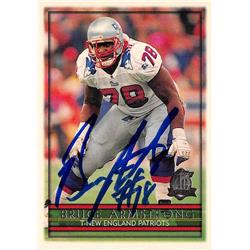 688210 Bruce Armstrong Autographed New England Patriots 1996 Topps No.142 Football Card