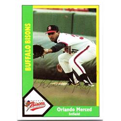 688371 Orlando Merced Autographed Buffalo Bisons 1990 CMC No.18 Ballpoint Baseball Card