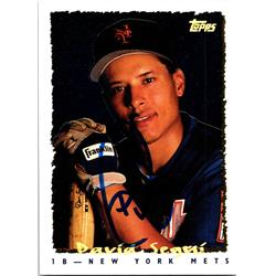 688487 David Segui Autographed New York Mets 1995 Topps Cyberstats No.65 Baseball Card