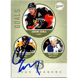 689092 Glen Murray Autographed Boston Bruins 2002 Upper Deck Vintage Stat Leaders No.306 Hockey Card