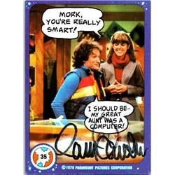 689146 Pam Dawber Autographed Mork & Mindy, SC 1978 Topps No.35 with Robin Williams Trading Card
