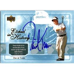 689540 David Toms Autographed PGA, LSU Tigers & SC 2004 Upper Deck Etched in History No.45 Golf Card