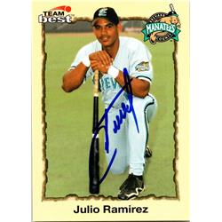 676593 Julio Ramirez Autographed Brevard County Manatees, Marlins 1998 Team Best Rookie No.89 Baseball Card