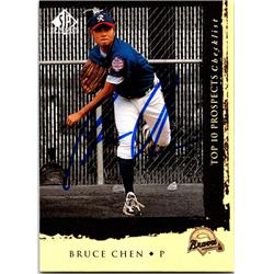 676741 Bruce Chen Autographed Richmond Braves 1999 Upper Deck Top Prospects Rookie No.10 Baseball Card