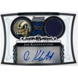 677065 Joe Kloppenstein Autographed Player Worn Jersey Patch St. Louis Rams 2006 Bowman Sterling Rookie No.BSJK Football Card