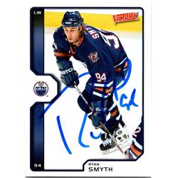 677376 Ryan Smyth Autographed Edmonton Oilers, FT 2002 Upper Deck Victory No.83 Hockey Card
