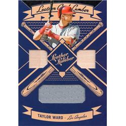 664707 Taylor Ward Player Worn Jersey & Bat Patch Los Angeles Angels 2019 Panini Leather & Lumber No.LLTTW Baseball Card