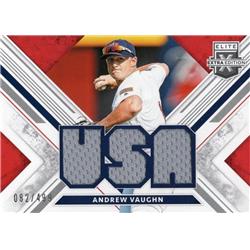 664859 Andrew Vaughn Player Worn Jersey Patch Chicago White Sox, Team USA 2019 Panini Elite Extra Rookie No.USAAV LE 82-499 Baseball Card