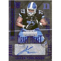 665254 Laken Tomlinson Autographed Duke Blue Devils 2015 Panini Draft Ticket Foil Rookie No.257 Football Card