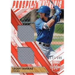 675955 Leody Taveras Player Worn Jersey Patch Texas Rangers 2019 Panini Elite Extra Prospect Rookie No.DPMLT LE 177-199 Baseball Card