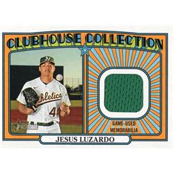 675962 Jesus Luzardo Player Worn Jersey Patch Athletics, Marlins 2021 Topps Heritage Clubhouse Collection No.CCRJL Baseball Card