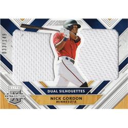 675968 Nick Gordon Player Worn Jersey Patch Minnesota Twins 2018 Panini Elite Extra Dual Silhouettes Rookie No.DSNG LE 33-149 Baseball Card
