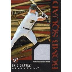 724504 Eric Chavez Player Worn Jersey Patch Oakland Athletics 2003 Topps Pristine Bomb Squad No.PBSEC1 Baseball Card