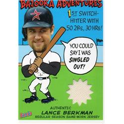 724509 Lance Berkman Player Worn Jersey Patch Houston Astros 2004 Topps Bazooka No.BALB Baseball Card