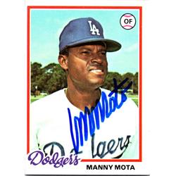724555 Manny Mota Autographed Los Angeles Dodgers, SC 1978 Topps No.228 Baseball Card