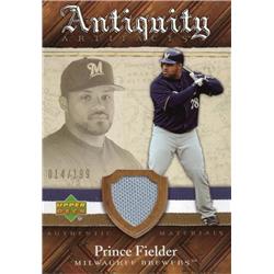 724581 Prince Fielder Player Worn Jersey Patch Milwaukee Brewers 2007 Upper Deck Antiquity No.AAPF LE 14-199 Baseball Card