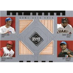 724584 Kenny Lofton, Moises Alou & Garret Anderson & Carl Everett Player Used Bat Patch 2002 Upper Deck No.BAALAE Baseball Card