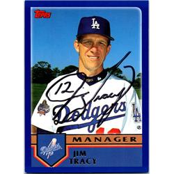 724710 Jim Tracy Autographed Los Angeles Dodgers, SC 2002 Topps No.276 Baseball Card
