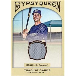 724744 Ryan Braun Player Worn Jersey Patch Milwauke Brewers 2011 Topps Gypsy Queen No.GQRRB Baseball Card