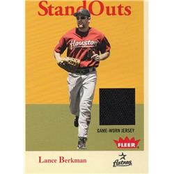 724770 Lance Berkman Player Worn Jersey Patch Houston Astros 2005 Fleer Standouts No.SOLB Baseball Card