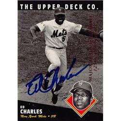 724929 Ed Charles Autographed New York Mets 1994 Upper Deck Heroes No.62 Gold Baseball Card