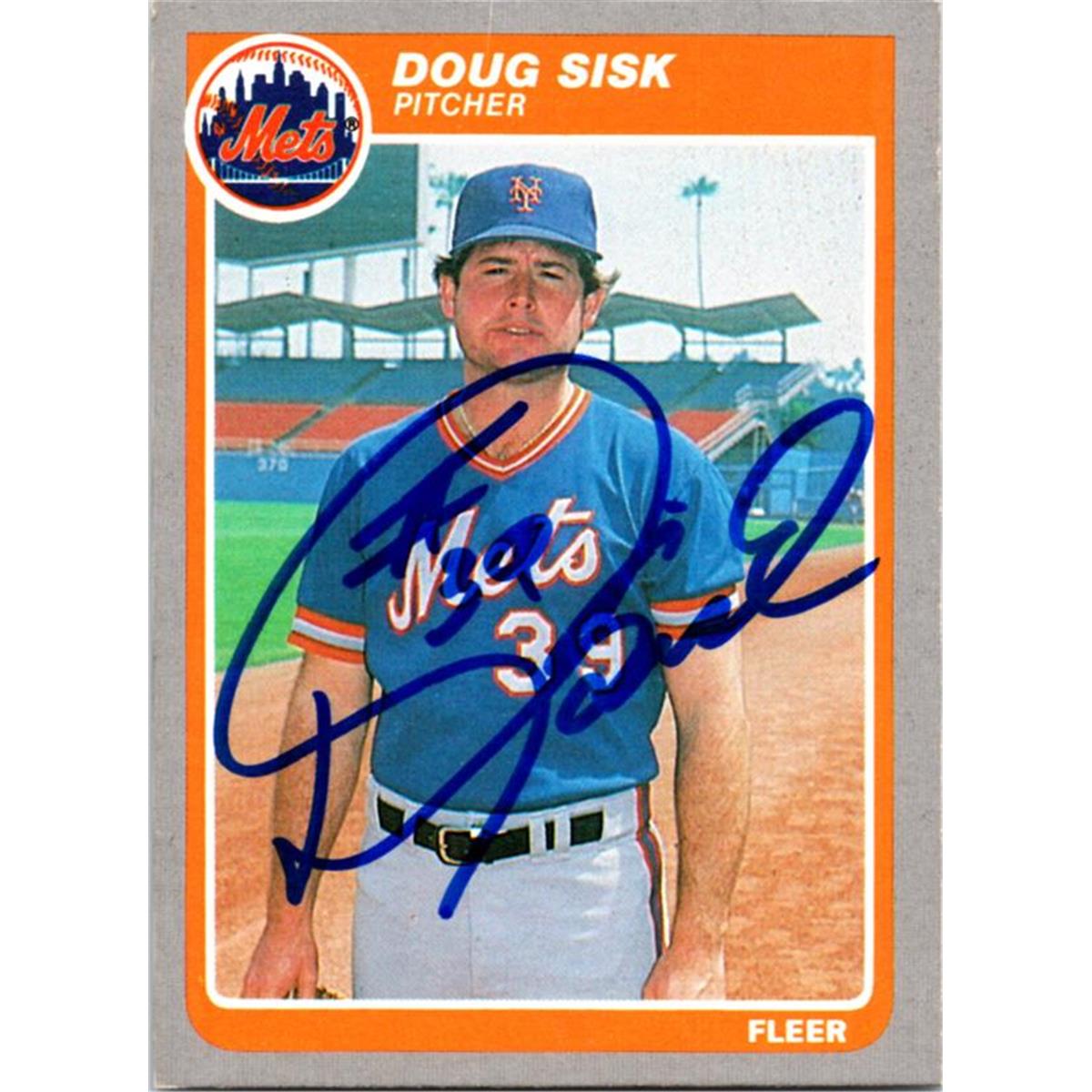 725323 Doug Sisk Autographed New York Mets 1985 Fleer No.91 Baseball Card