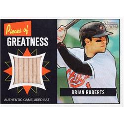 725472 Brian Roberts Player Used Bat Patch Baltimore Orioles 2005 Bowman Heritage No.PGBR Baseball Card