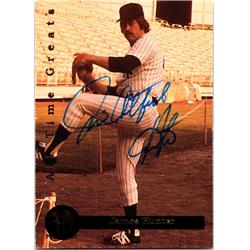 725488 Jim Catfish Hunter Autographed New York Yankees 1994 Front Row Premium No.5 Baseball Card