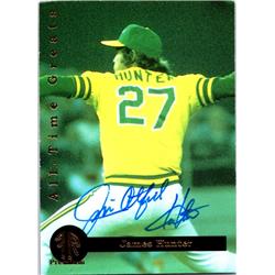 725490 Jim Catfish Hunter Autographed Oakland Athletics 1994 Front Row Premium No.1 Baseball Card