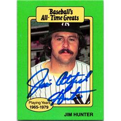 725499 Jim Catfish Hunter Autographed New York Yankees 1987 Hygrade All Time Greats Baseball Card