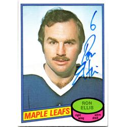 726037 Ron Ellis Autographed Toronto Maple Leafs, SC 1980 O-Pee-Chee No.329 Hockey Card