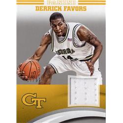Picture of Autograph Warehouse 654467 Derrick Favors Player Worn Jersey Patch Georgia Tech Yellow Jackets 2016 Panini Team Collection Silver No.DFGT LE 17-99 Basketball Card