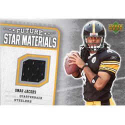 703410 Omar Jacobs Player Worn Jersey Patch Pittsburgh Steelers 2006 Upper Deck Star Materials No.FSMOJ Football Card